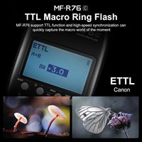 Flash de Anillo Macro GODOX para MF-R76C, Modo TTL/M, CCT 5900K, 76Ws, Control Inalámbrico 2.4G, Recargable y Portátil