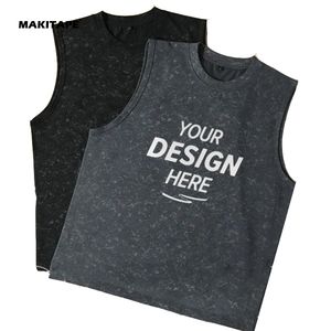 Débardeur sans manches surdimensionné en coton 100% de haute qualité, 230 g/m², lavé à la pierre, taille plus, style streetwear, avec logo personnalisé YC5507 - Product Image 1