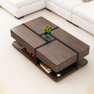 Hot Sale Lift up Living Room Furniture Modern <strong>Walnut</strong> <strong>Coffee</strong> <strong>Table</strong> Wood Storage Tea <strong>Table</strong> Design - Product Image 4