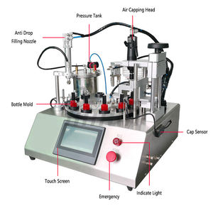 Machine semi-automatique électrique de remplissage et de bouchage de petites bouteilles pour flacons cosmétiques, emballages plastique/verre, avec pompe intégrée - Product Image 2