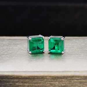 925 Sterling Silver <strong>Emerald</strong> <strong>Stud</strong> <strong>Earrings</strong> Vintage Classic Princess Cut 7mm Square Emarald <strong>Stud</strong> <strong>Earrings</strong> for Women - Product Image 5