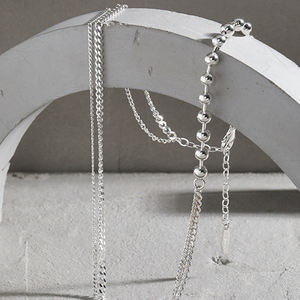 Wuqie minimalista asimmetrico catena <span class=keywords><strong>girocollo</strong></span> in <span class=keywords><strong>argento</strong></span> Sterling 925 tondo tallone catena laterale collana per le donne - Product Image 2