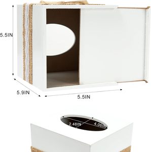 Boîte à mouchoirs multifonction carrée en bois blanc style campagnard, accessoires <span class=keywords><strong>de</strong></span> salle <span class=keywords><strong>de</strong></span> bain, support décoratif étoile <span class=keywords><strong>de</strong></span> mer avec compartiment coulissant - Product Image 5