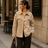 Veste chemise en faux daim pour femmes