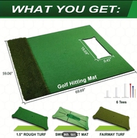 3-en-1 Golf Trois Tapis Simulateur Remplaçable Tapis de Frappeur Qualité Pelouse Pratique Intérieur Extérieur Entraînement Swing Mat