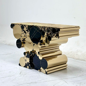 <span class=keywords><strong>Table</strong></span> <span class=keywords><strong>console</strong></span> de luxe moderne avec cadre élégant en acier inoxydable et métal doré pour l'entrée, le salon, l'hôtel, la maison et la villa. - Product Image 6