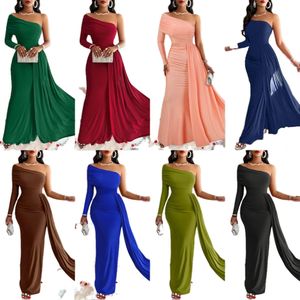 Elegante Abito <span class=keywords><strong>da</strong></span> Sera Monospalla con Vestibilità Aderente e Pieghe Laterali, Ideale per Matrimoni e Feste - Product Image 1