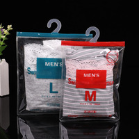 Sac crochet pour vêtements personnalisé en pvc sac cintre suspendu à pression transparent emballage de présentation de sous-vêtements de supermarché en pvc