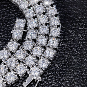 <span class=keywords><strong>Collana</strong></span> Tennis Lusso Hip Hop da <span class=keywords><strong>Uomo</strong></span>, in Oro Bianco 5mm, <span class=keywords><strong>Argento</strong></span> Sterling <span class=keywords><strong>925</strong></span>, Moissanite Ghiacciata a Cluster - Product Image 2