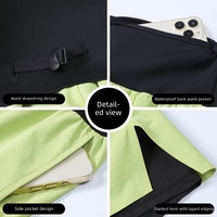 Shorts de course d'été pour femmes avec poches arrière, design deux pièces, doublure anti-transparence intégrée, shorts de yoga et de marathon taille haute