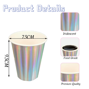 Vasos de Papel Brillantes Degradables con Efecto Láser, Vasos Iridiscentes para Fiestas de Boda, Vasos para Bebidas Frías como Jugo, Té, Leche, Refrescos - Product Image 4