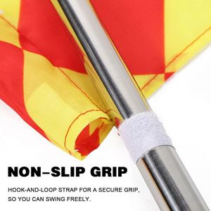 ธงผู้ตัดสินฟุตบอล รักบี้ ลายตารางหมากรุก 2 ชิ้น พิมพ์ลายดิจิตอลรักษ์โลก โพลีเอสเตอร์ รูปทรงสี่เหลี่ยมผืนผ้า พร้อมเสาอะลูมิเนียมและฐานโฟม - Product Image 5