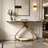 Grande table console moderne avec plateau en pierre facile à nettoyer et rangement intégré pour salon, mobilier de maison