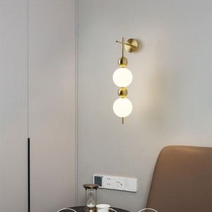 Lámpara de Pared Minimalista Nórdica LED E27 con Interruptor, Cuentas Doradas, Iluminación para Dormitorio, Sala de Estar y Escaleras - Product Image 4
