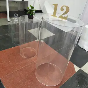 Cake Dessert Display Stand Pedestal Acrylic Round Cylinder Plinths Clear For Wedding Party Decoration
