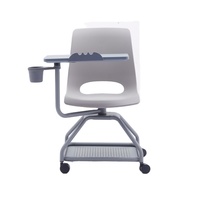 Chaise de bibliothèque en plastique avec tablette intégrée, design unique, respirante et idéale pour la formation