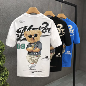 <span class=keywords><strong>T</strong></span>-shirt décontracté à manches courtes pour homme, imprimé graphique Ours Cool, 100 % coton écologique, nouvelle collection é<span class=keywords><strong>t</strong></span>é 2025, idéal pour le streetwear et le quotidien - Product Image 1