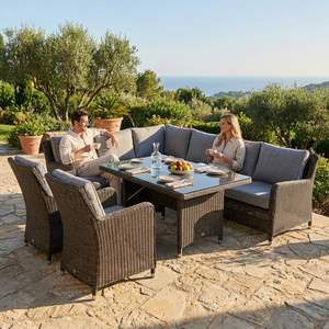Ensemble de canapés d'extérieur en rotin tressé moderne et imperméable avec structure en acier pour parc, appartement, ferme, <span class=keywords><strong>jardin</strong></span> – Mobilier de luxe <span class=keywords><strong>6</strong></span> <span class=keywords><strong>places</strong></span> - Product Image 2