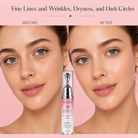 Crème Contour des Yeux Anti-Âge et Raffermissante au PHA, Vitamine C, Niacinamide et Céramide, Éclaircissante, Anti-Rides et Anti-Cernes, Sous Marque Privée