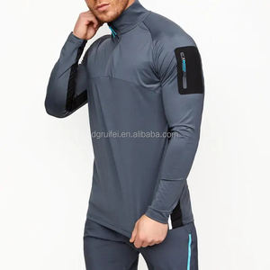 OEM logo personalizzato all'ingrosso Bodybuilding allenamento Top veloce <span class=keywords><strong>a</strong></span> mezza Zip <span class=keywords><strong>a</strong></span> compressione maniche lunghe sport palestra magliette per gli uomini - Product Image 1