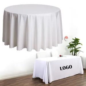 Mantel Redondo Nappes De Mesa Rond Poliéster Branco 60 120 Polegada Redonda Toalha De Mesa Tampa De Pano Para Decorações De Festa De Casamento