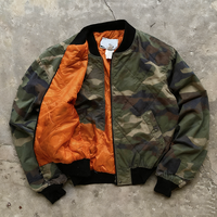 Chaqueta de Mezclilla de Camuflaje Personalizada de Fábrica, Chaqueta Bomber Corta de Camuflaje con Forro de Satén para Hombre