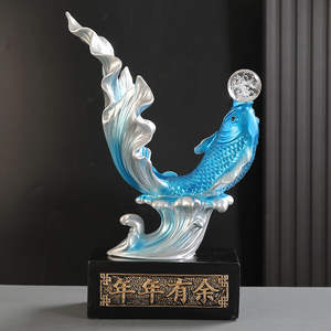 รูปปั้นปลาทองนำโชคอีพ็อกซี่เรซินตกแต่งบ้านสำนักงานระดับไฮเอนด์สำหรับวันหยุด - Product Image 3