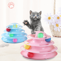 Jouet de puzzle rotatif de luxe pour chat à 3 niveaux, écologique, avec pistes à roulettes en plastique et balles pour l'exercice mental