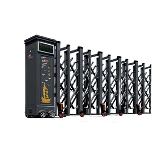 Kit de système de portail coulissant télescopique rétractable en alliage d'aluminium pour allée, avec mécanisme de barrière de porte - Product Image 1