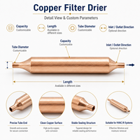 Filtre déshydrateur en cuivre pour réfrigérateur, congélateur et système de climatisation