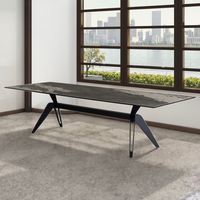 Usine chinoise vend des tables à manger modernes de luxe léger avec pieds en métal et plateau en céramique en verre trempé, meubles de salle à manger 4 places