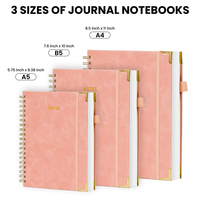 Back to School Benutzer definiertes Logo Hardcover Spiral Bound A5 Bulk Werbe-PU-Leder School College Ruled College Spiral Notebook