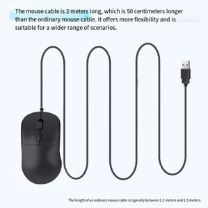 Черная USB проводная мышь 2-метровый Удлиненный кабель, прочная и универсальная мышь для ноутбуков и настольных компьютеров - Product Image 4