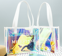 Tas belanja ramah lingkungan, tahan air, tebal, pu, menangani pvc, tas pantai, satu bahu, tas belanja tali kuat