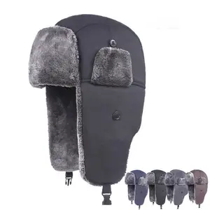Topi Ushanka Tahan Air Hangat Pria Musim Dingin Baru Topi Ushanka dengan Penutup Telinga Penutup Bulu Topi Hangat