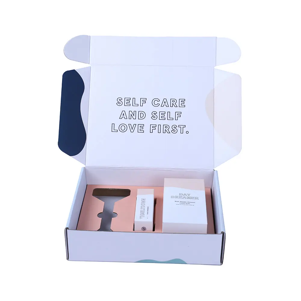 Caja de embalaje de cosméticos, caja personalizada de papel cosmético con inserto de ventana, caja de regalo de tela