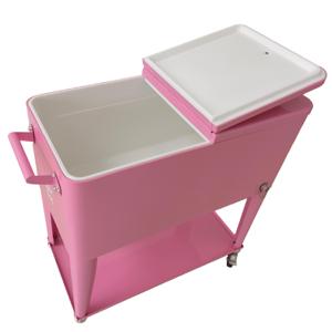 73L Practical Rollable Cooler Cart Metal Cooling Box Keep <strong>Cool</strong> Ice Chest <strong>with</strong> <strong>Wheels</strong> for Garden - Product Image 4