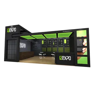 Feria comercial Expo Tamaño OEM Cabina de exposición modular de madera Pantalla de visualización LED personalizada Sala de exposiciones Lados Nueva cabina de electrónica