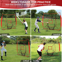 Filet de lancer de baseball 7x7FT avec zone de frappe, cadre en acier, filet en polyester, pour entraînement au lancer et au frappe, sac de transport inclus
