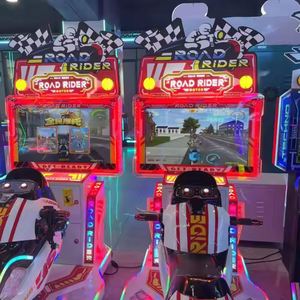Machine de jeu d'arcade de course de moto Road Rider, console de compétition, machine de divertissement à monnayeur, 3 ans et plus, 1 pièce en métal - Product Image 1