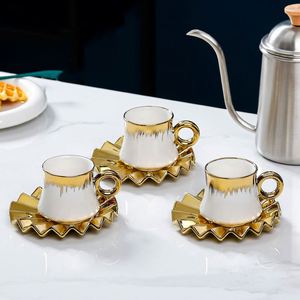 Descuento en Juego de 6 Tazas de Cerámica de Lujo de 90 ml, Color Blanco y Dorado, con Logotipo Personalizado, Tazas de Café y Platillo con Caja de Regalo, Descuento de 90 ml - Product Image 5