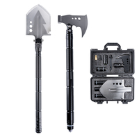 Pelle multifonctionnelle d'urgence pour l'extérieur, pelle tactique de survie pour le camping, hache, kit d'outils avec petite boîte