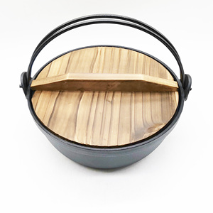 หม้อสุกี้สไตล์ญี่ปุ่นญี่ปุ่น,หม้อไฟ Sukiyaki <span class=keywords><strong>Tetsu</strong></span> Nabe Shabu พร้อมฝาปิดไม้ขนาด25ซม. - Product Image 6