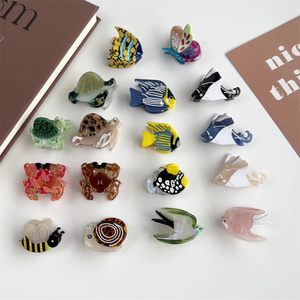 2025 nouveau mignon Animal de mer Mini 3.5cm crabe tortue hirondelle pince à cheveux acétate fille doux cheveux griffe - Product Image 1