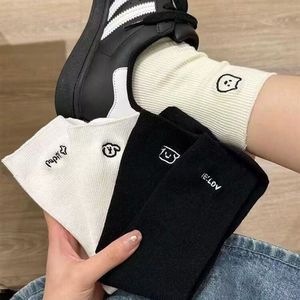 Cute White Dog Themed Mid Calf <b>Socks</b> With Cartoon Design For Women Breathable Jacquard Knit Thin <b>Sock</b> - Product Image 2