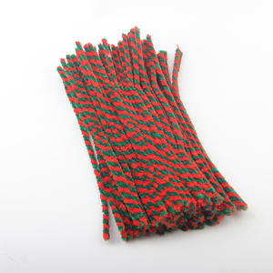 Multicolor <span class=keywords><strong>Chenille</strong></span> <span class=keywords><strong>Stems</strong></span> Pipe Cleaners Material Educacional Natal Listrado Cor de duas cores Tira de cabelo Velo 100PCS Tecido - Product Image 4