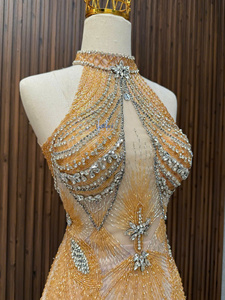 Luxury Sleeveless Bodycon Fringe Dress Silk Fabric with High-End Rhinestones for Women from Vietnam - Product Image 2