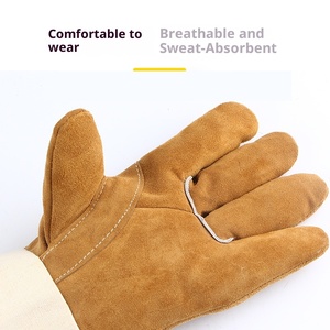 Gants <span class=keywords><strong>de</strong></span> <span class=keywords><strong>soudeur</strong></span> - Gants <span class=keywords><strong>de</strong></span> soudage électrique - Protection du travail résistante à l'usure - Cuir <span class=keywords><strong>de</strong></span> vachette anti-brûlure spécial - Longueur allongée - Product Image 3