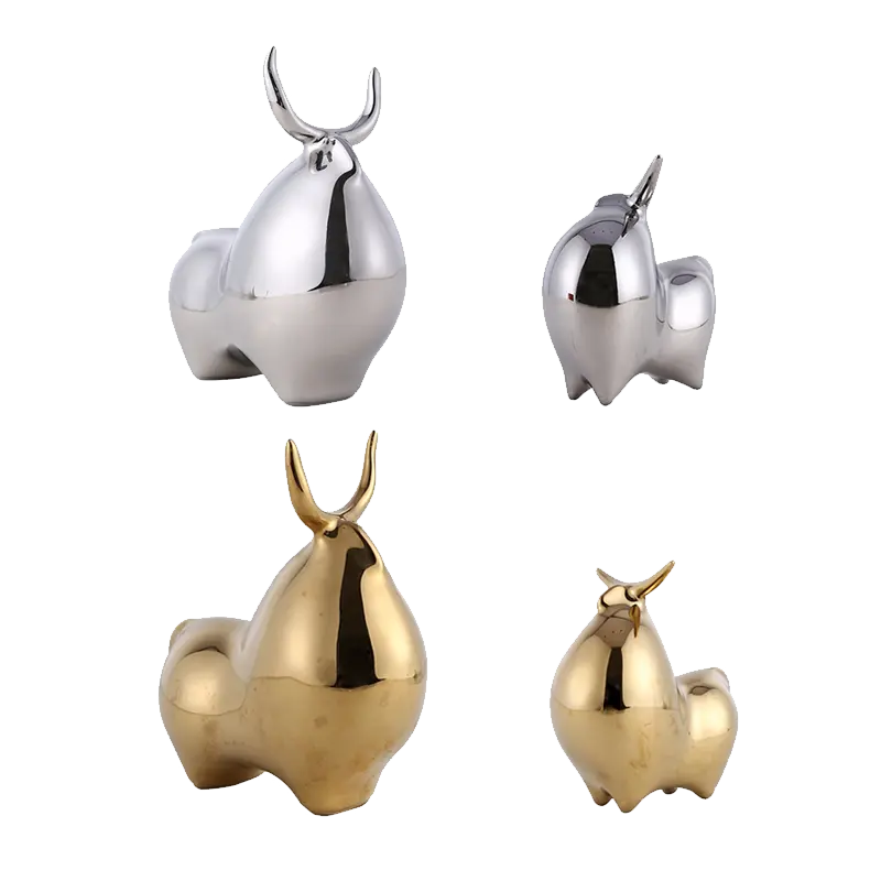 Modern Light Luxury Simple Living Room Decor Cute Home Decorations Cow Statue Ceramic Ornaments