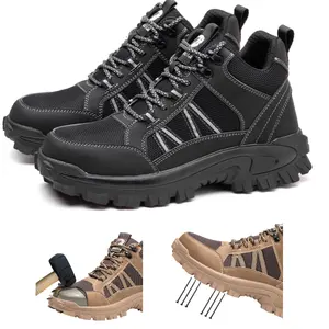 Segurança Toe De Aço Sapatos Inverno Anti-smashing Anti-punção Moda Preto Antiderrapante Bottes Durable Farming Fábrica Sapatos de Segurança